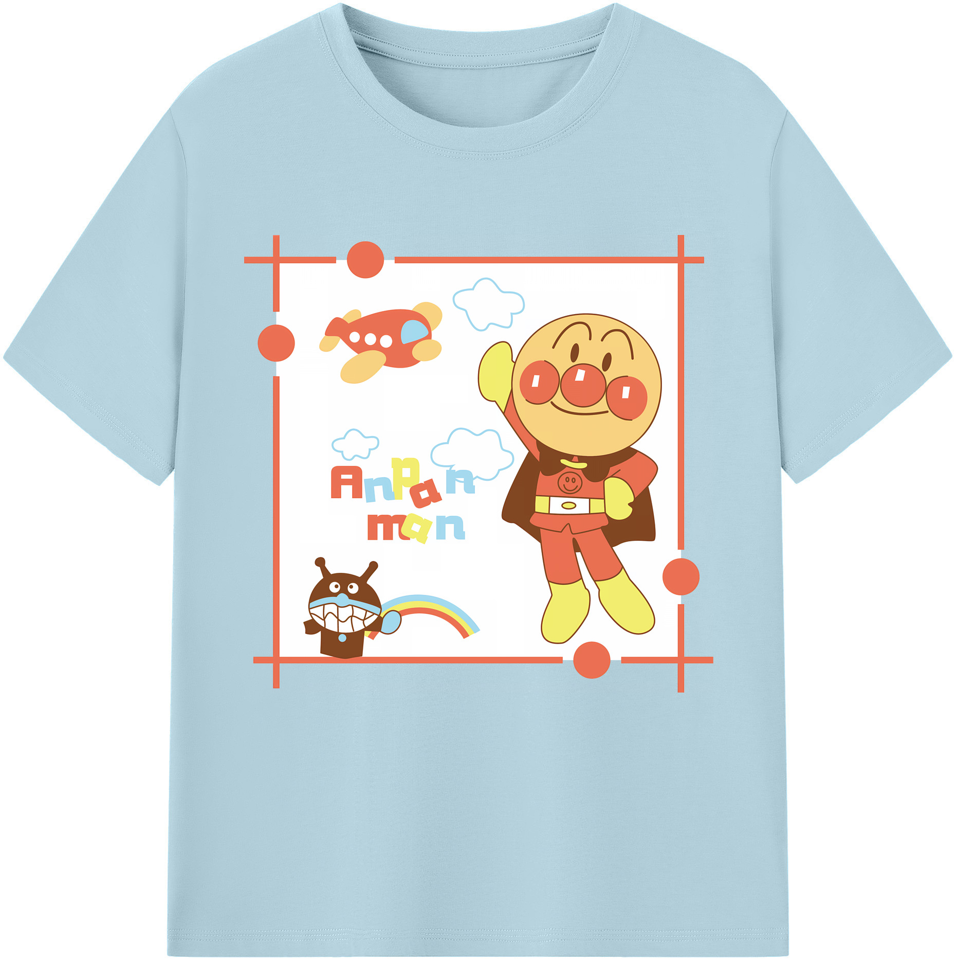 （画像用） アンパンマン Anpanman 綿100％半袖Tシャツ（フロントプリント）